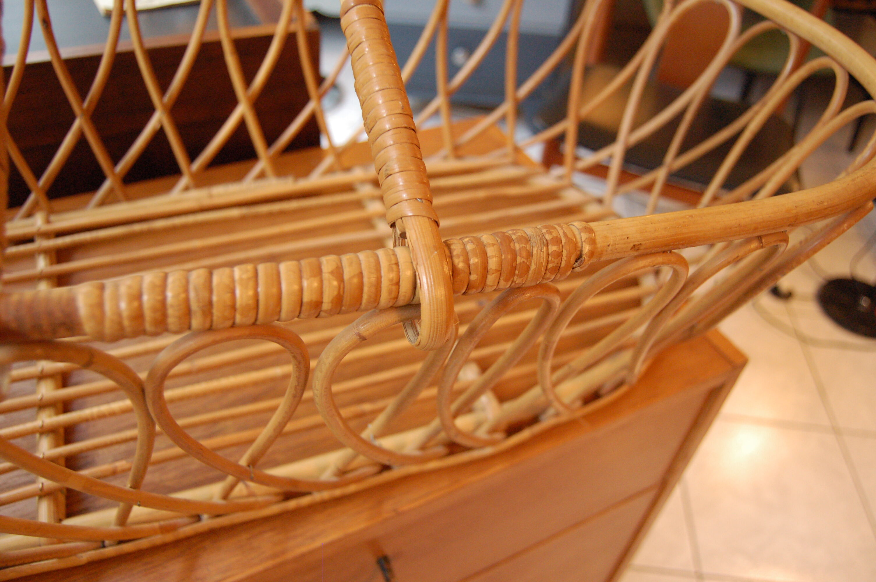 Couffin Bebe Berceau En Rotin Des Annees 50 60 Selency