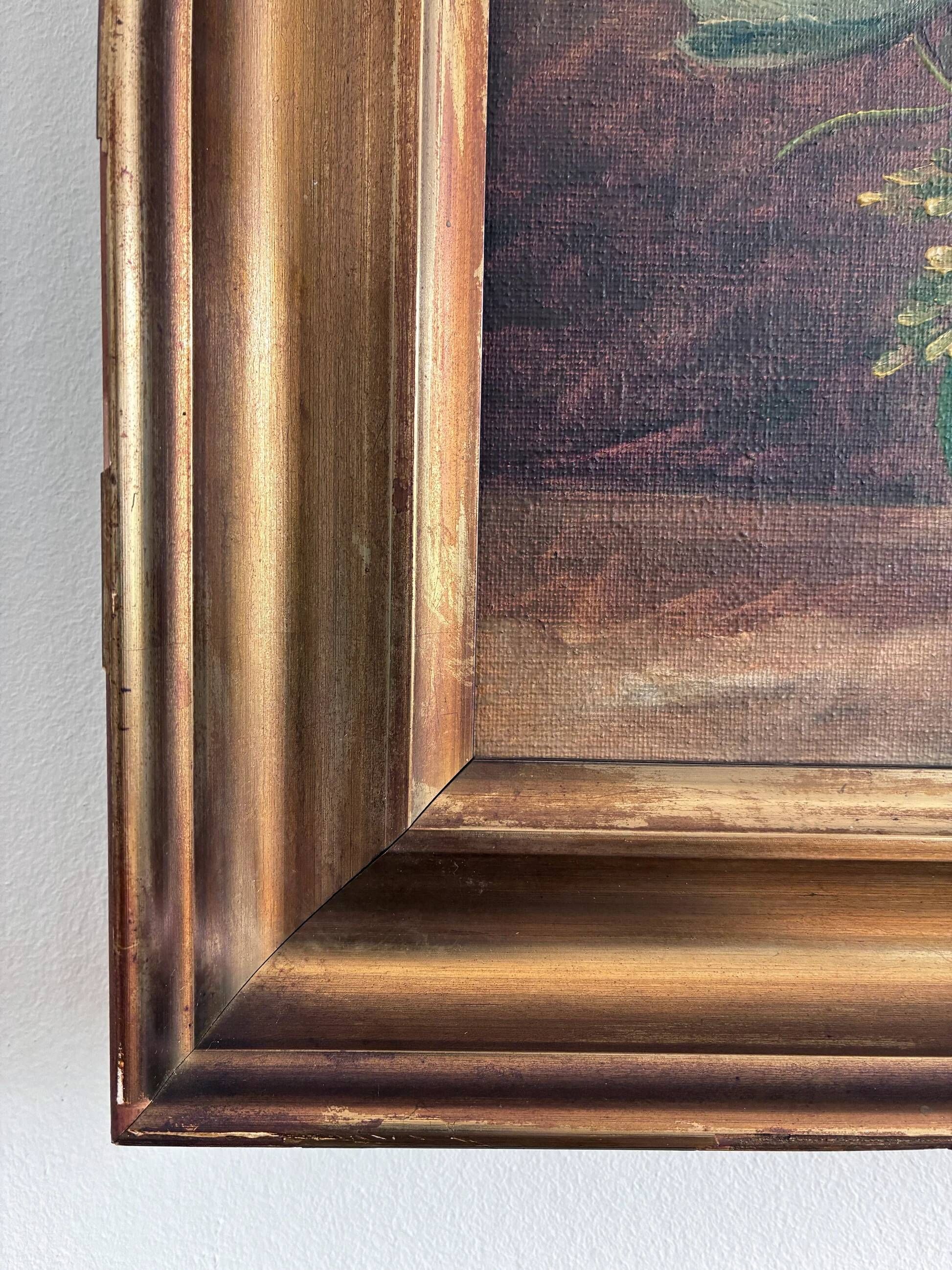 Vintage original floral oil painting, signed flower art
