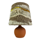 Terracotta globe lamp with a wool shade from the 1960s.