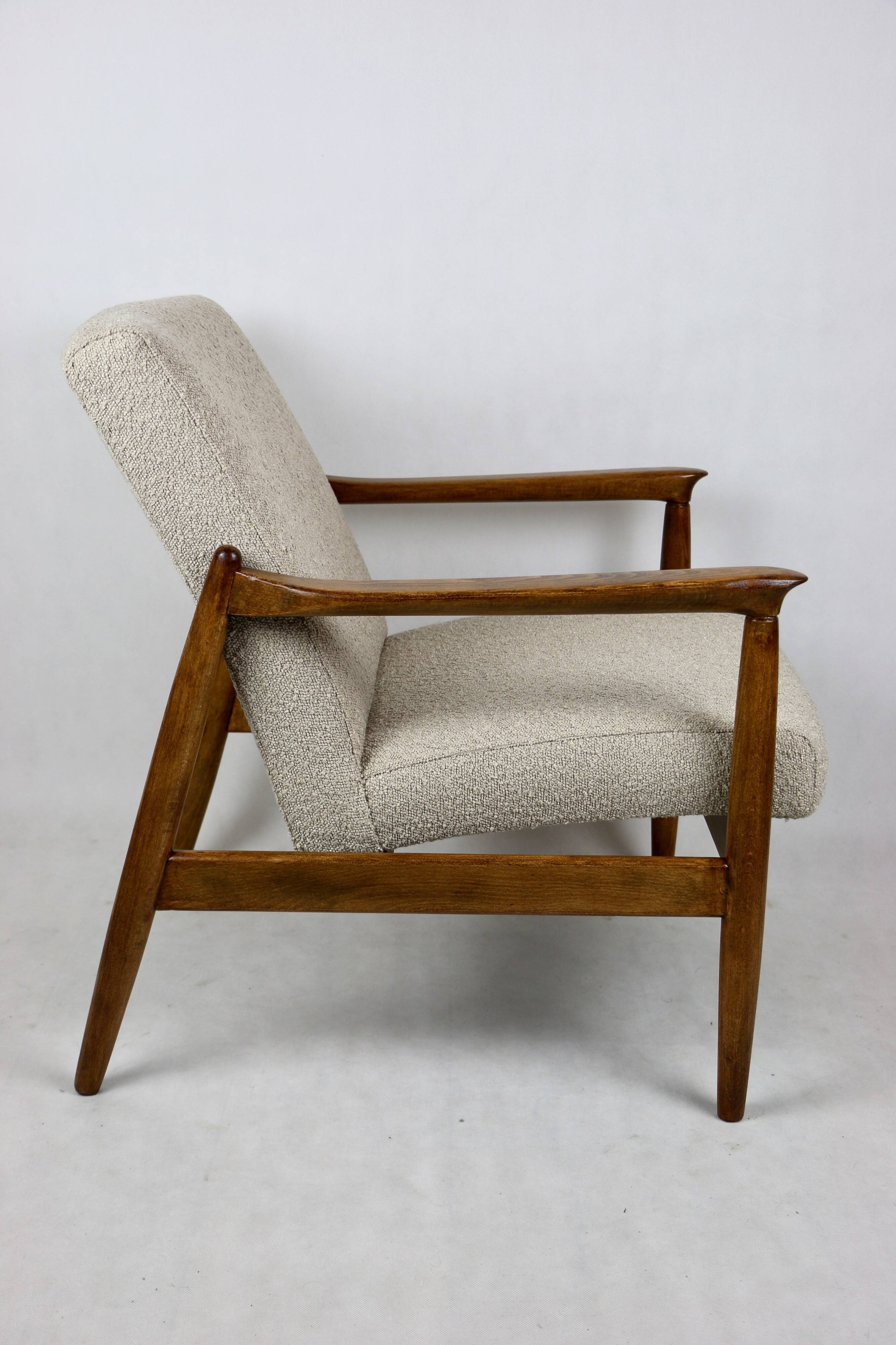 Beige Boucle armchair GFM-64 attributed to Edmund Homa, 1970s