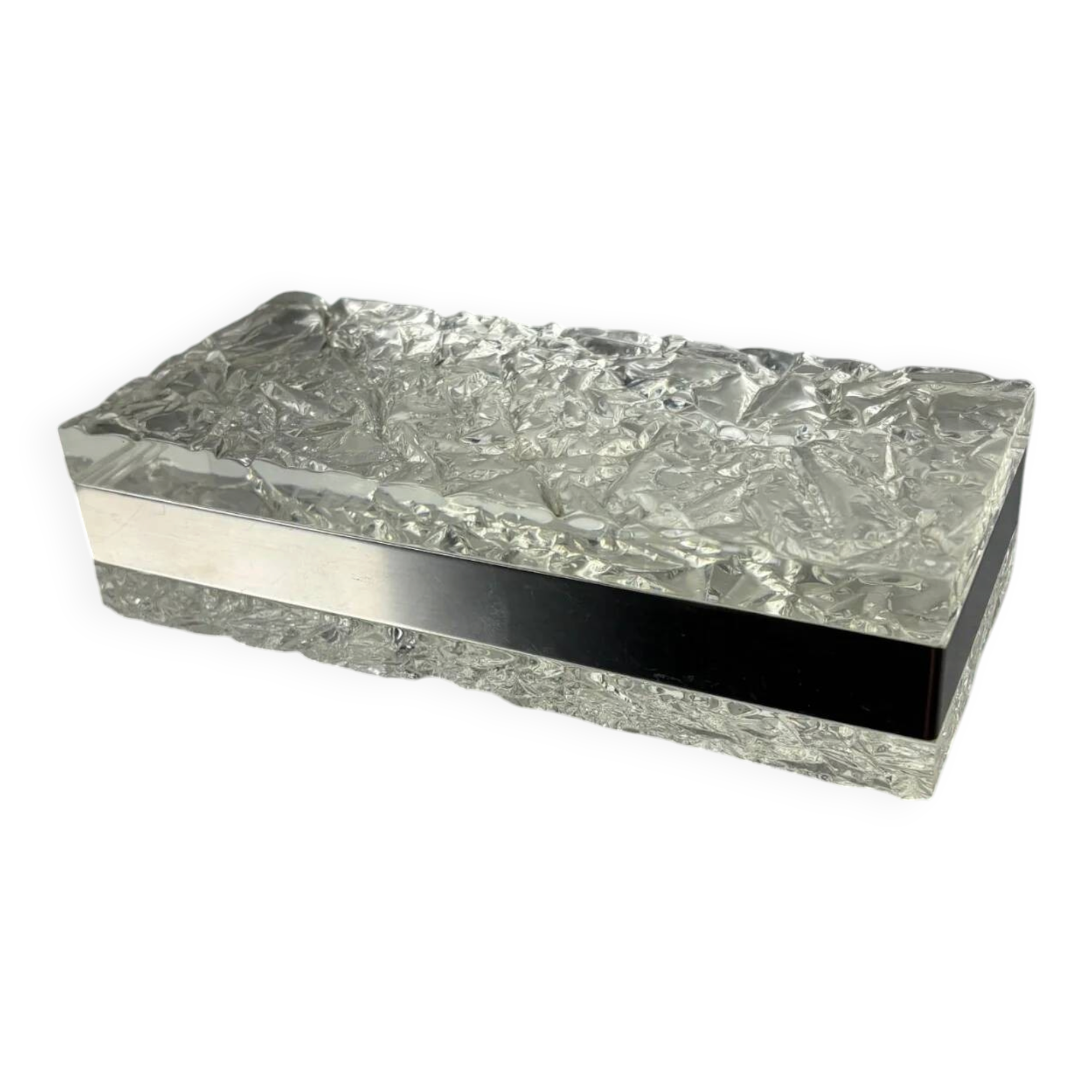 Willy Rizzo style ice effect Lucite vanity box, Italy, 1970s