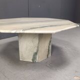 Vintage octogonal white marble coffee table, 1970s