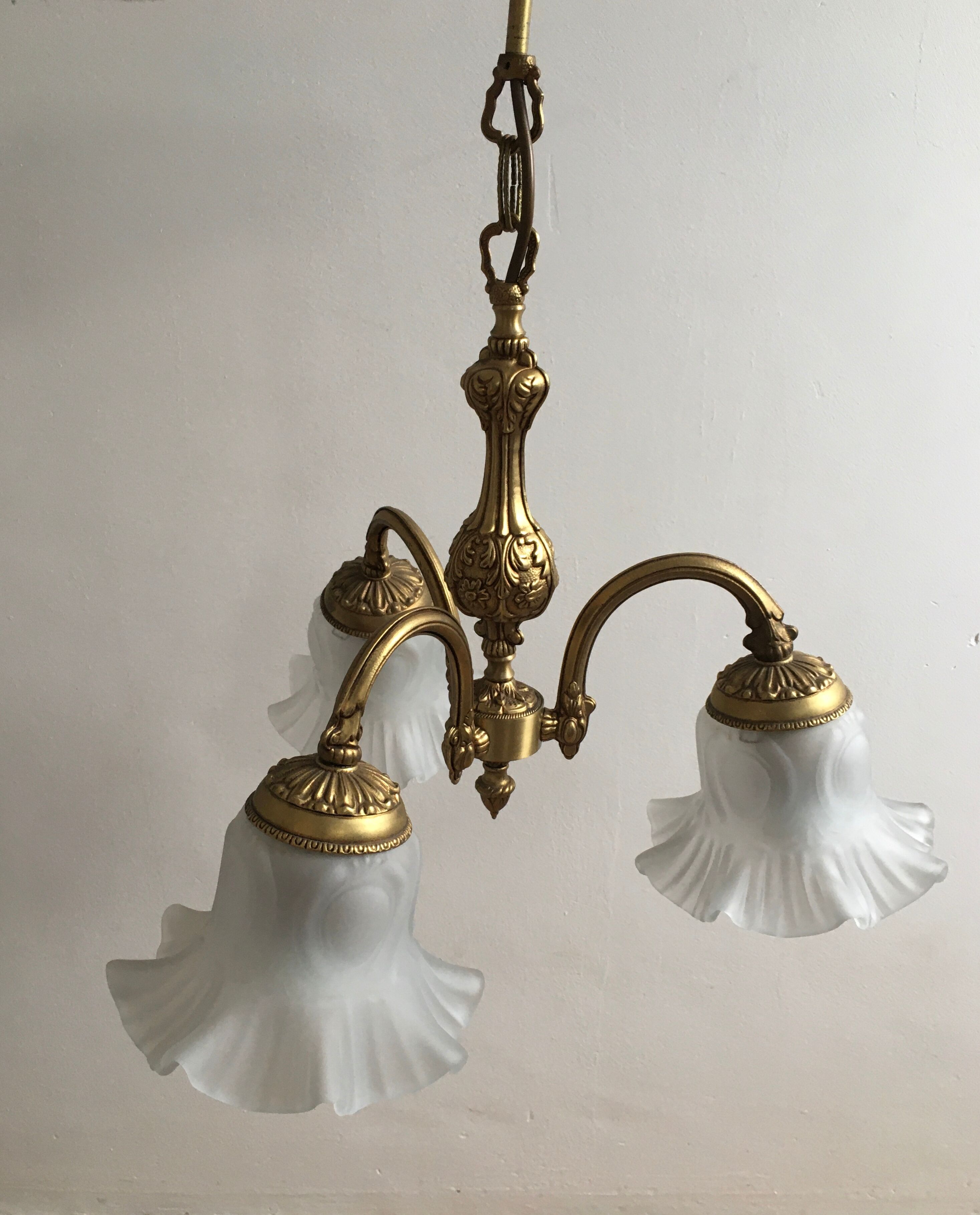 Ancient bronze chandelier 3 branches