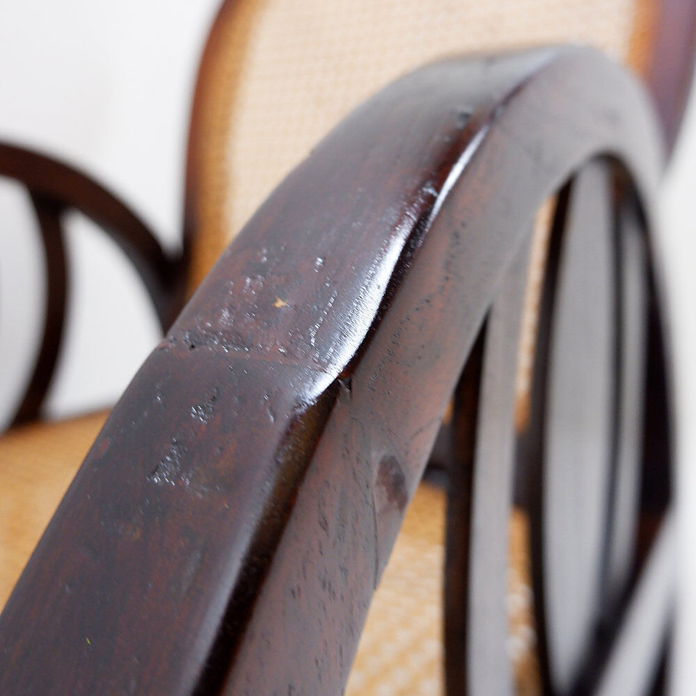 Art Deco armchairs in wood, with cane seat and backrest, circa 1930.