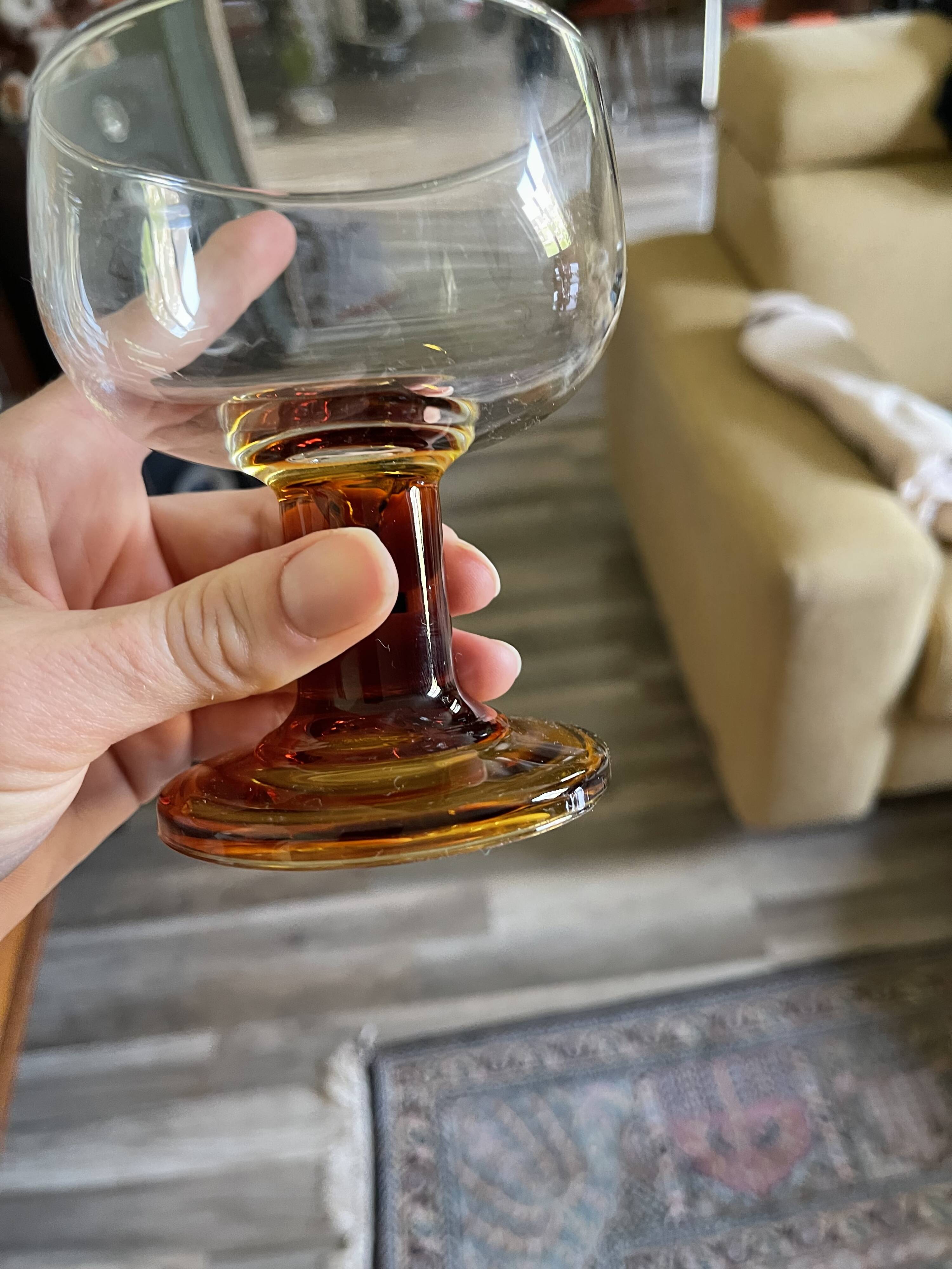 5 amber block glasses from the 1970s