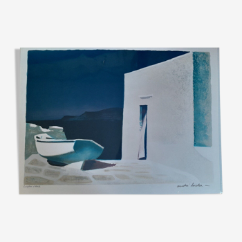 André Bricka lithograph artist's proof Greece cyclades signed