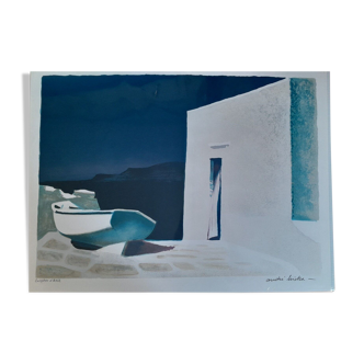 André Bricka lithograph artist's proof Greece cyclades signed