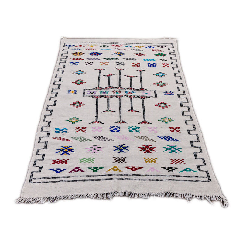 Moroccan white bohemian carpet 112x195 cm
