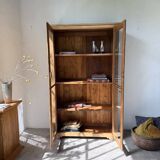 Glass cabinet or display case in pine 1950