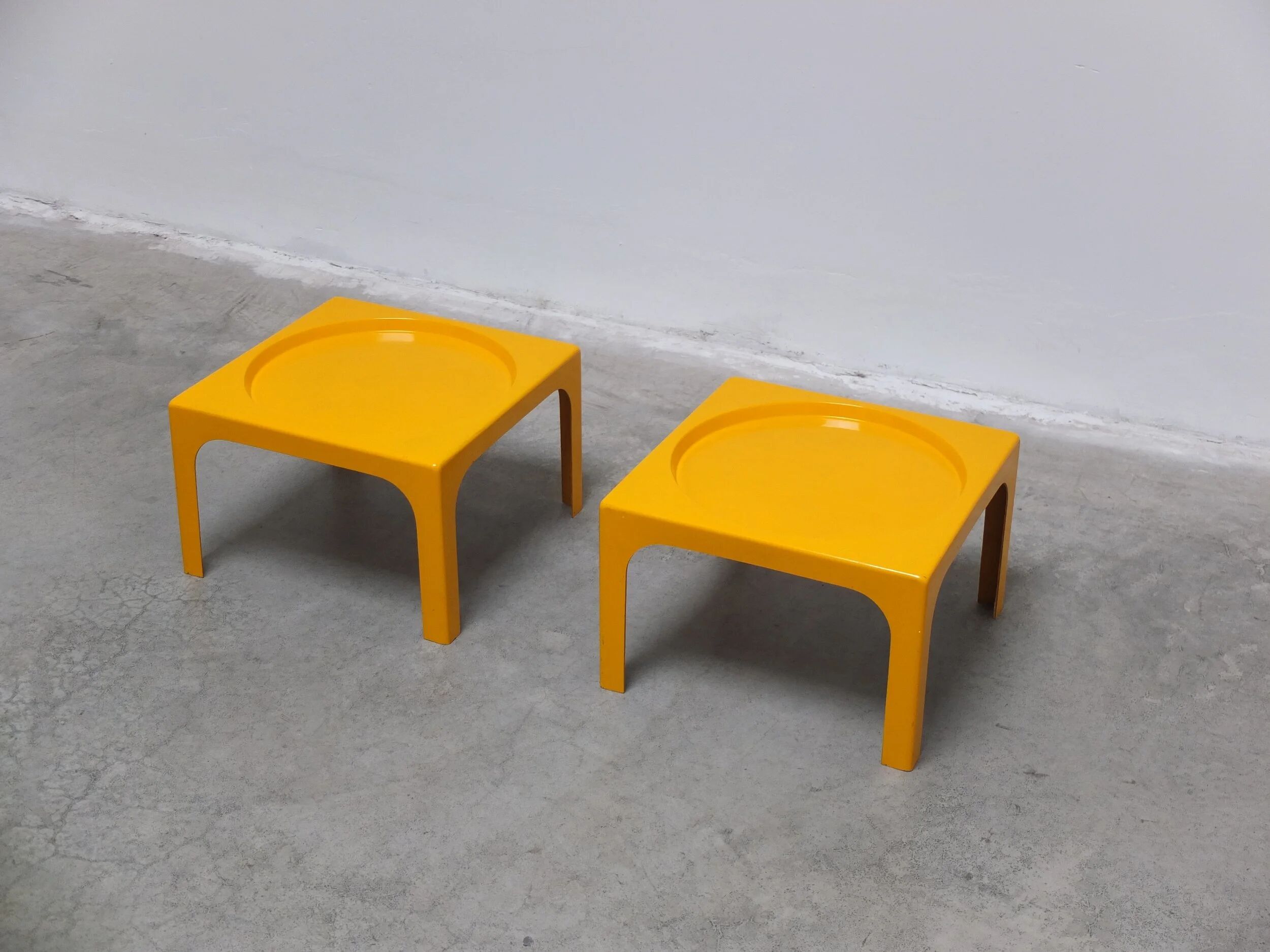 Pair of fiberglass side tables by Marc Berthier for Prisunic, 1970s