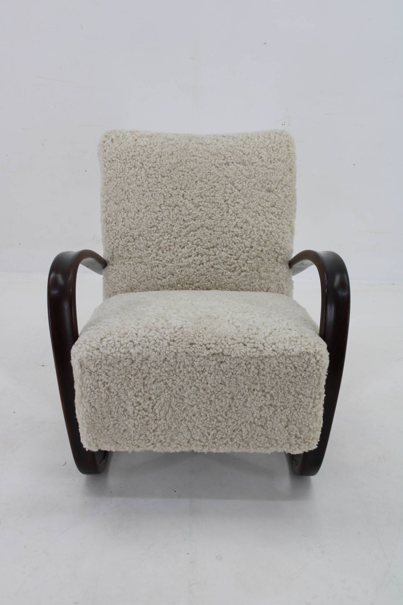 1930s Jindrich Halabala Thonet H-269 Armchair in Sheepskin, Restored