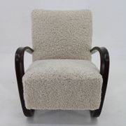 1930s Jindrich Halabala Thonet H-269 Armchair in Sheepskin, Restored