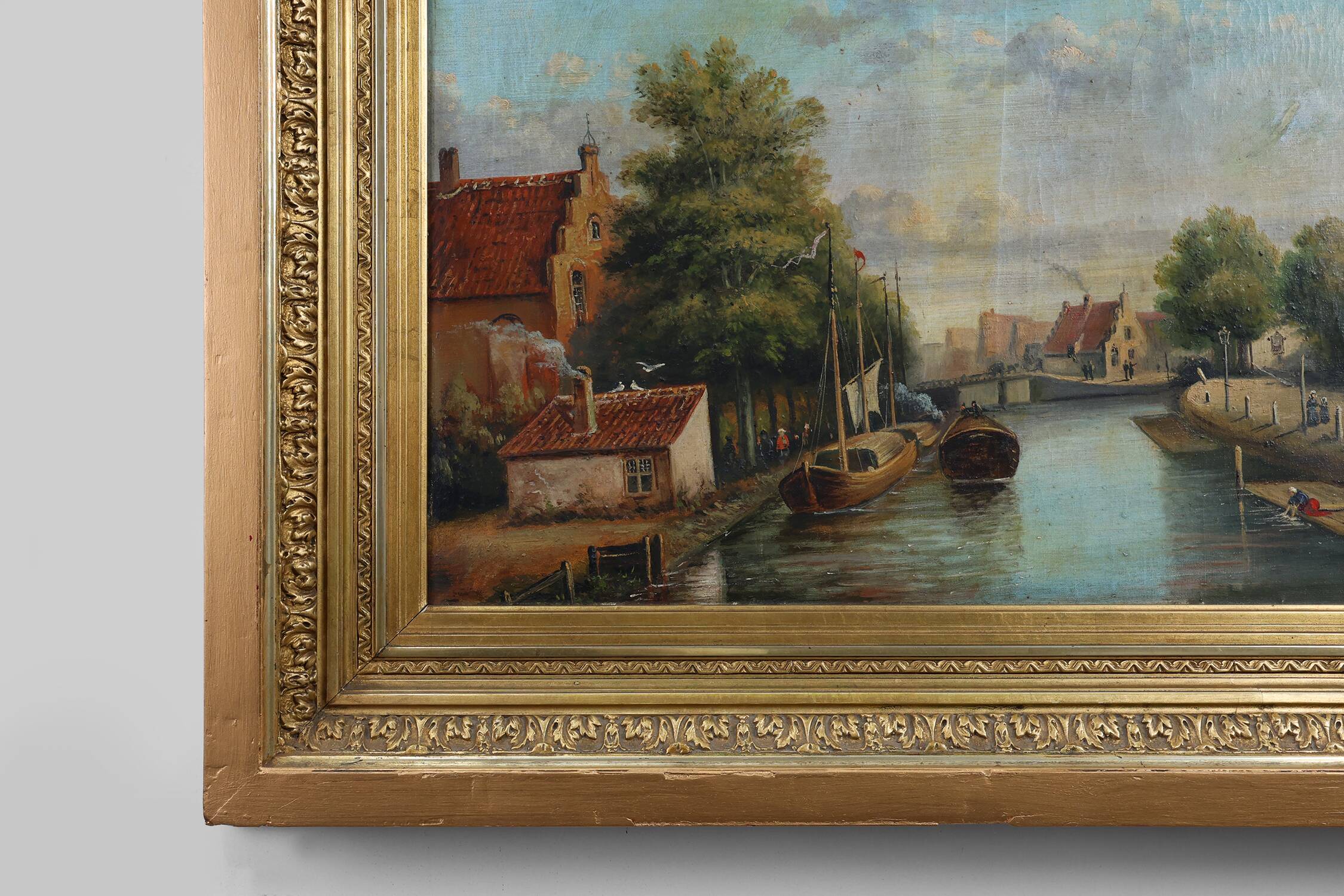 River Landscape with Sailboats, Belgium ca. 1850