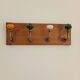 Vintage wall coat rack handmade - 4 ceramic hooks - 35 cm