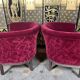Pair of shepherdess armchairs art deco period red velvet