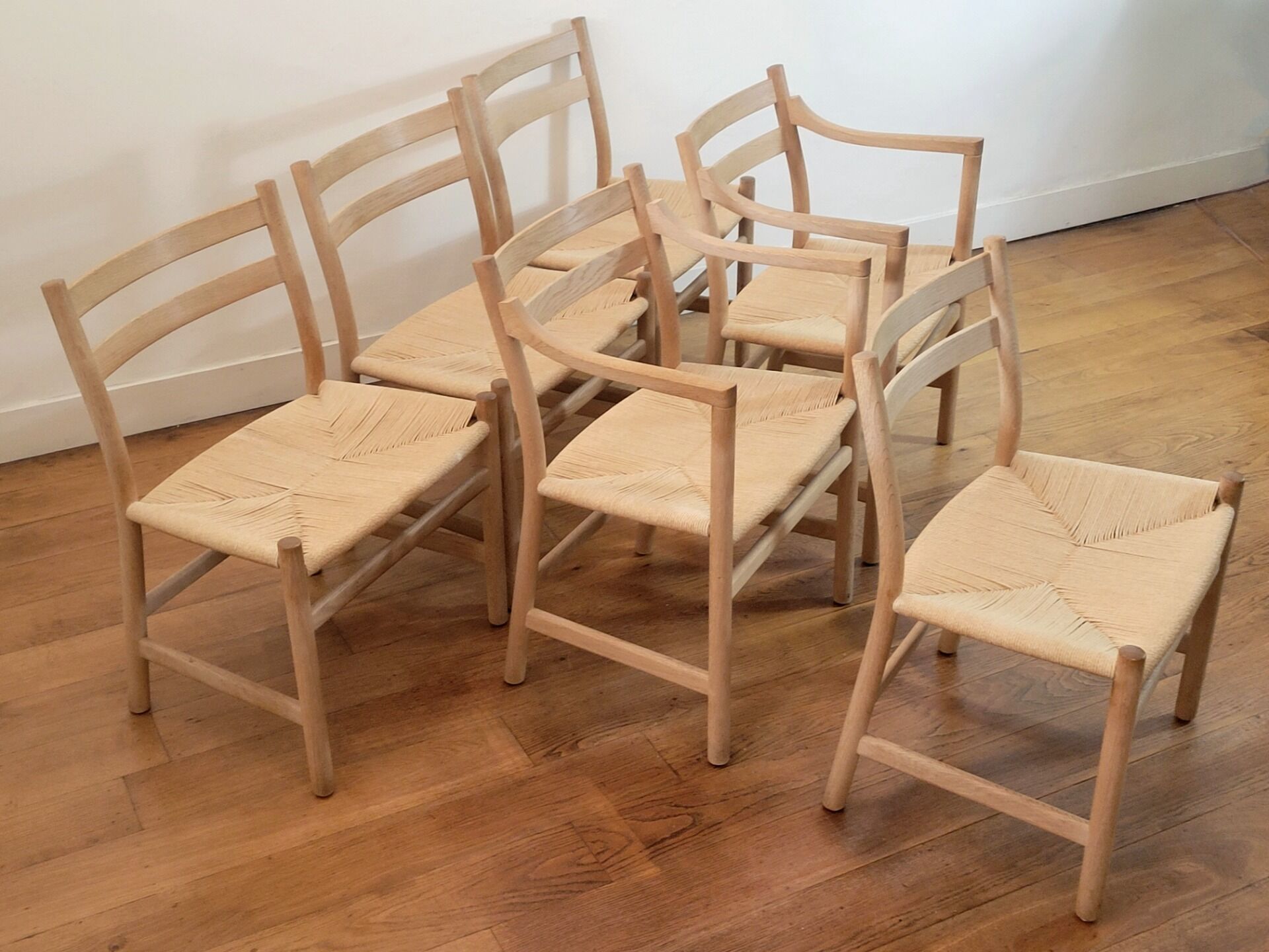 Ensemble de 6 chaises de salle à manger modèle CH46 et CH47 par Hans J. Wegner