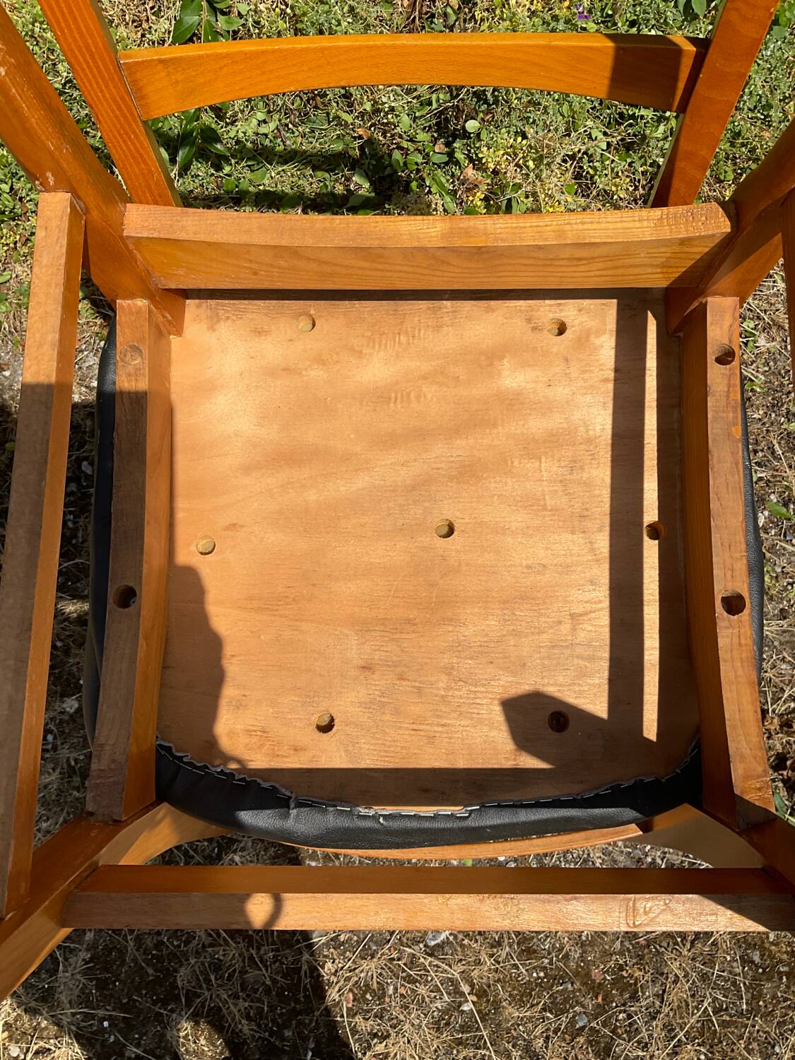 Pair of vintage solid beech chairs from the 60s and 70s