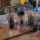 Set of 8 long drink glasses in smoked glass from the 70s – 25 cl