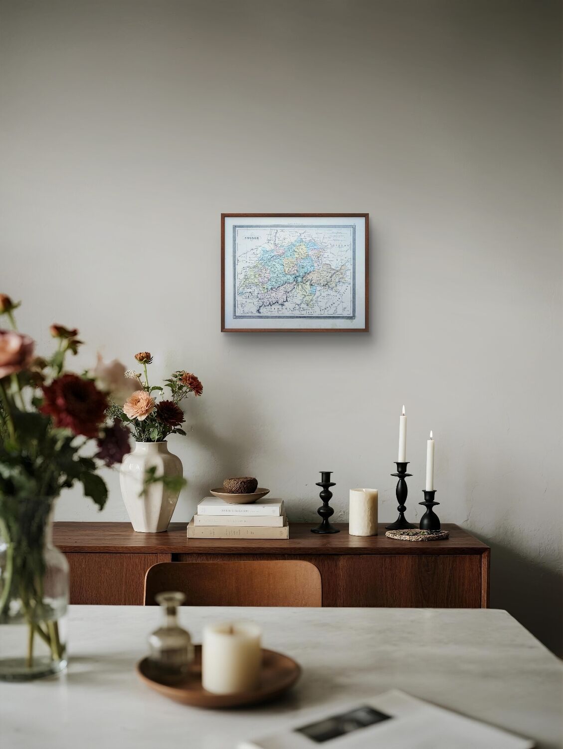 La Suisse, carte ancienne, imprimée en 1852. Authentique.