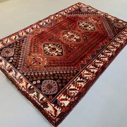 Vintage Traditional Tribal Rug 284x175 cm Wool Oriental HandMade Rug, Red Black