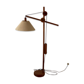 Lampadaire danois en teck massif avec contrepoids circa 1970