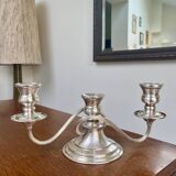 English triple chandelier in silver-plated metal – Made in England