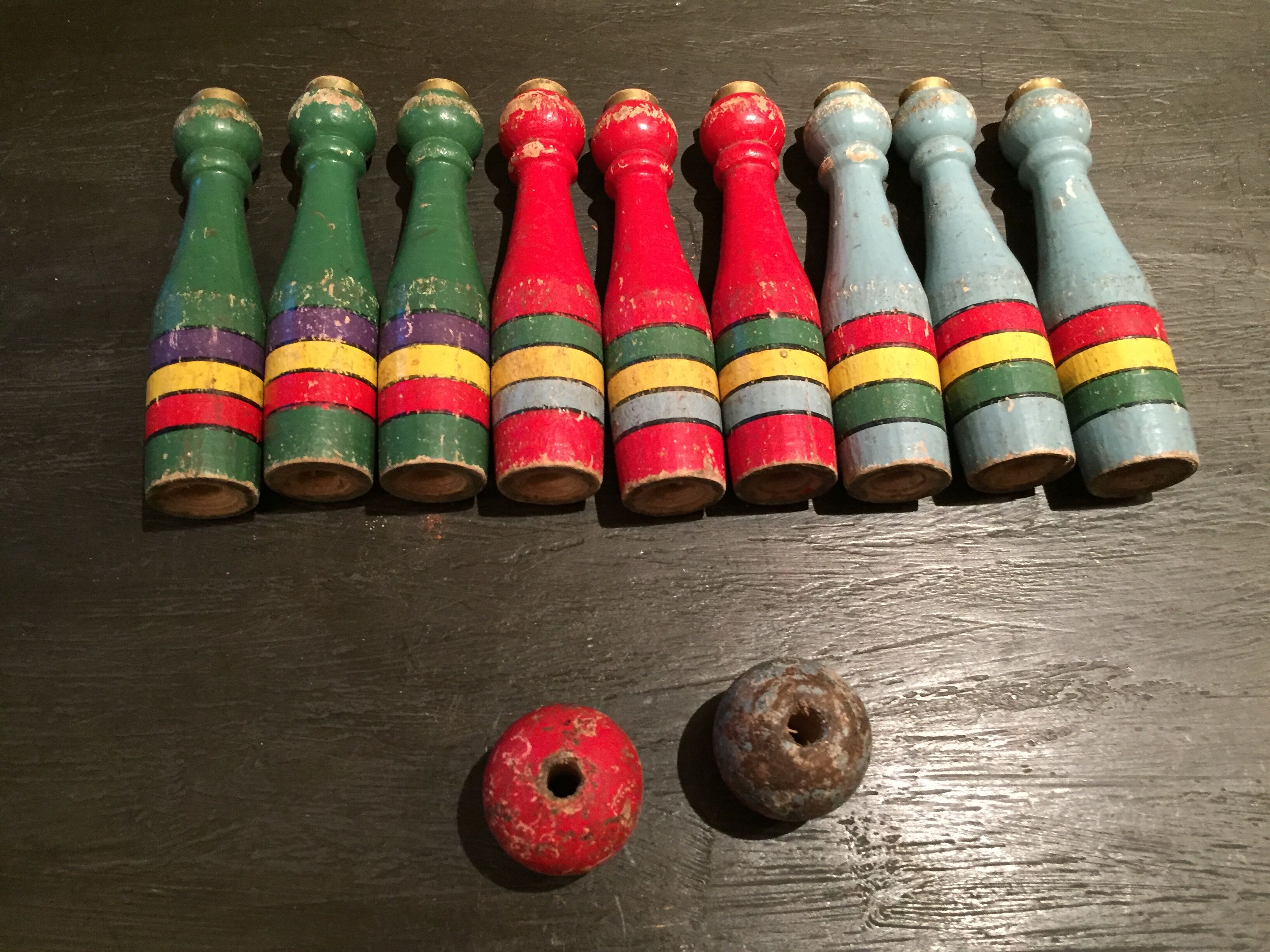 Vintage wooden bowling game