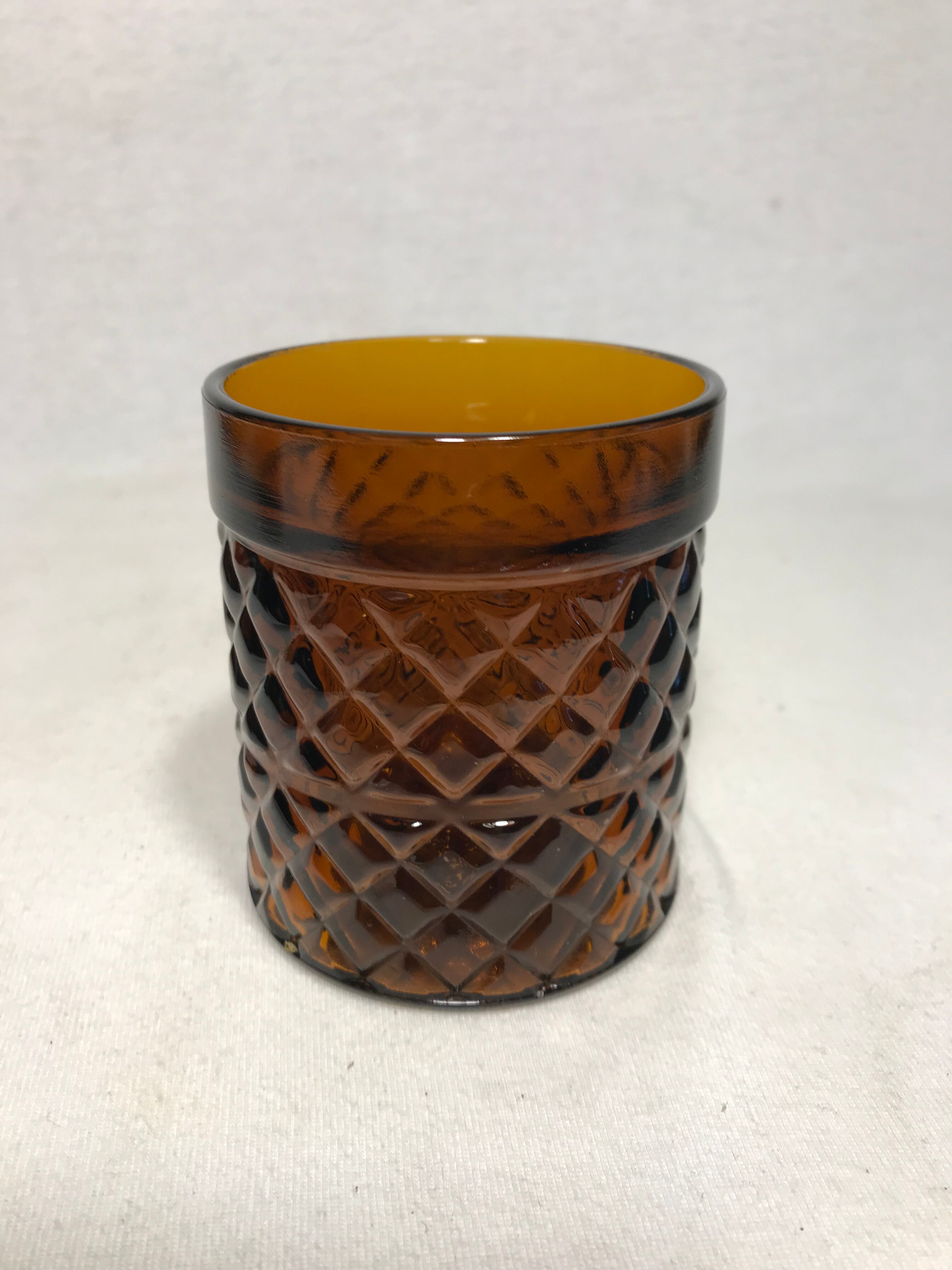 Service old decanter and its 6 glasses for orange juice - geometric vintage
