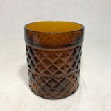 Service old decanter and its 6 glasses for orange juice - geometric vintage