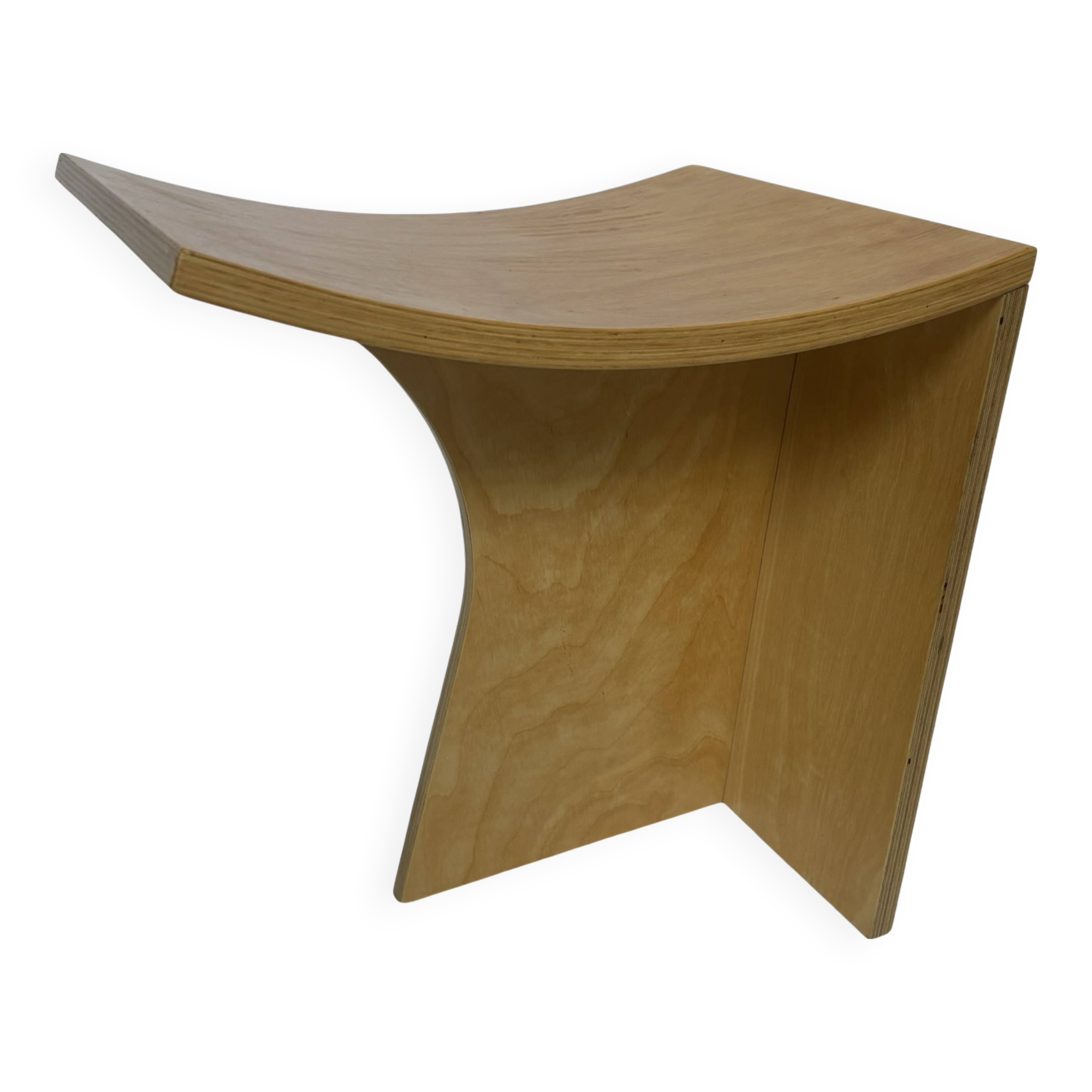 Vintage side table 80s curved plywood minimalist design