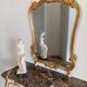 Console et miroir de style Louis XV en bois doré et marbre