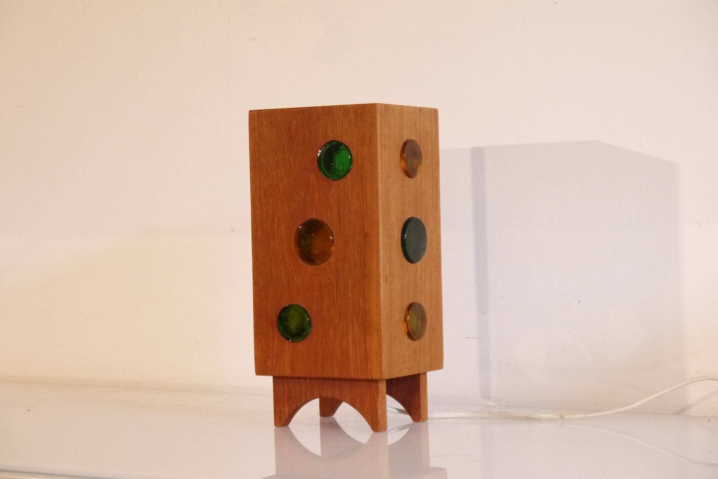 Lampe scandinave en teck et verre 1960