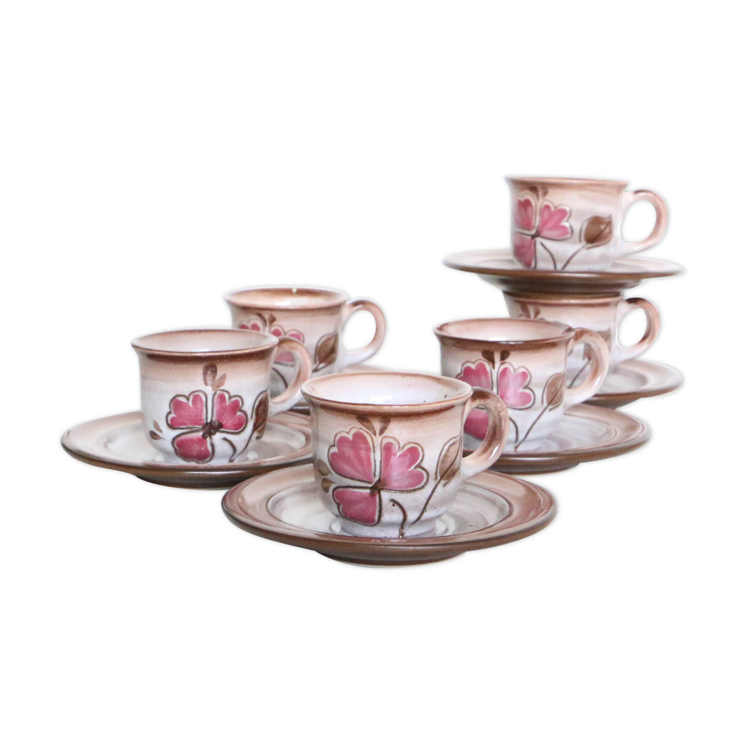 Set de 6 tasses et sous tasses Niderviller, vintage