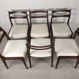 6 white leather Scandinavian chairs