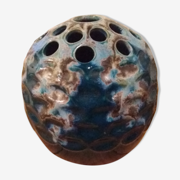 Beautiful ceramic vase enamelled sandstone flaming