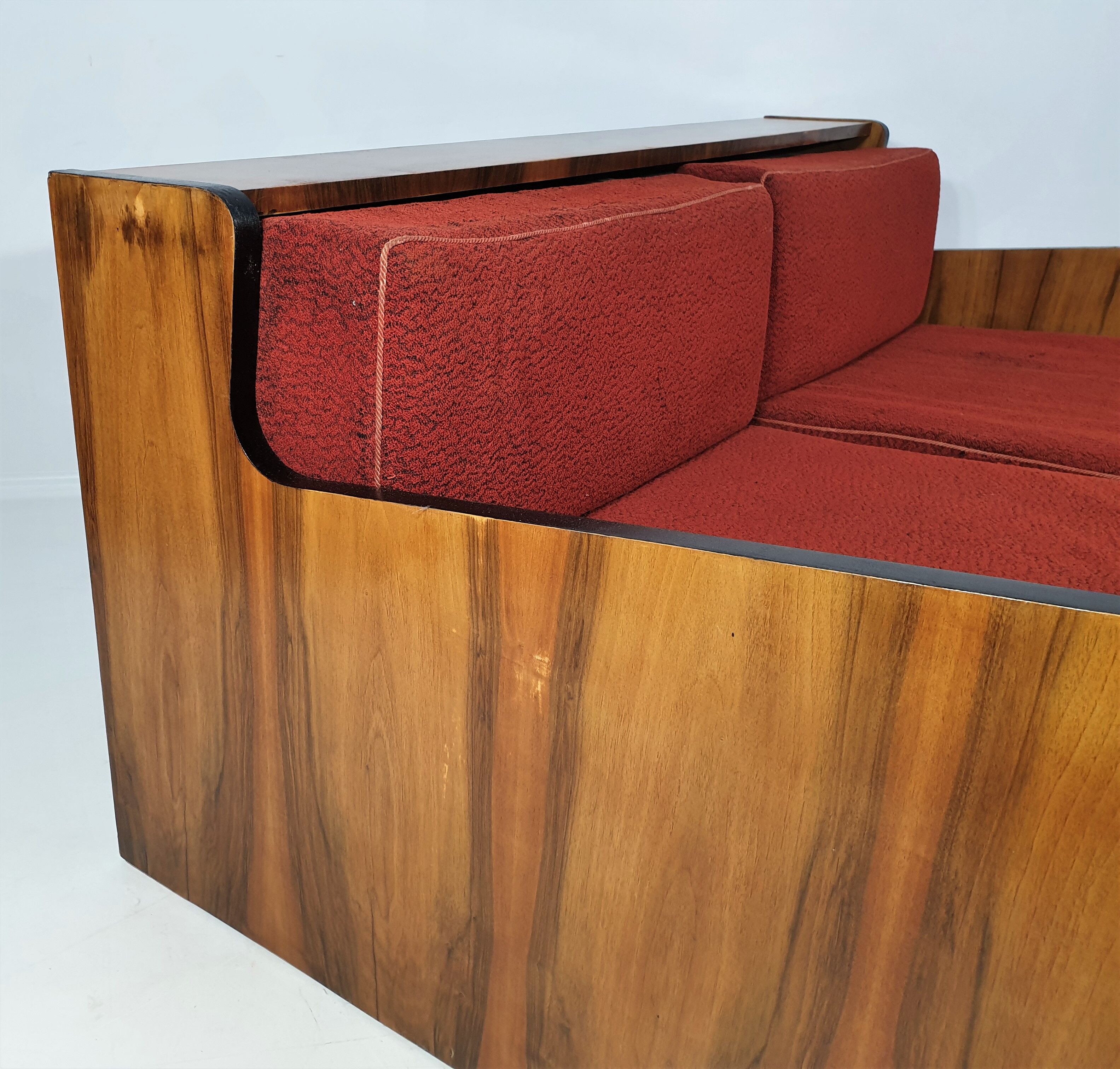 Art deco walnut sofa bed, 1960s