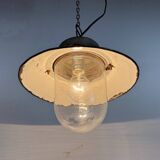 Green Enamel and Cast Iron Industrial Pendant Light, 1960s