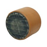 Round Vintage Pouf Camel Brown Skai Faux Leather