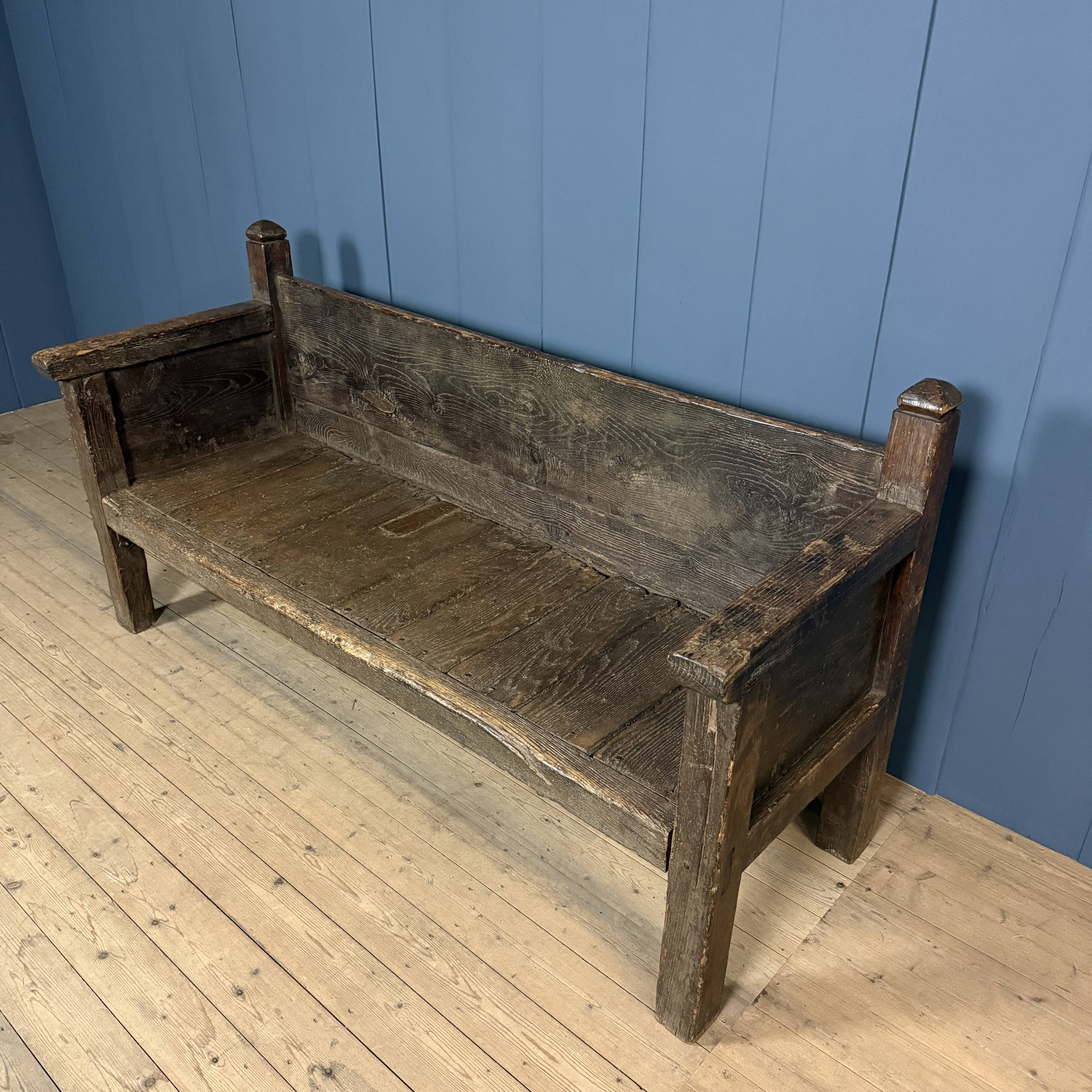 Antique Spanish chestnut wood bench from the 18th century