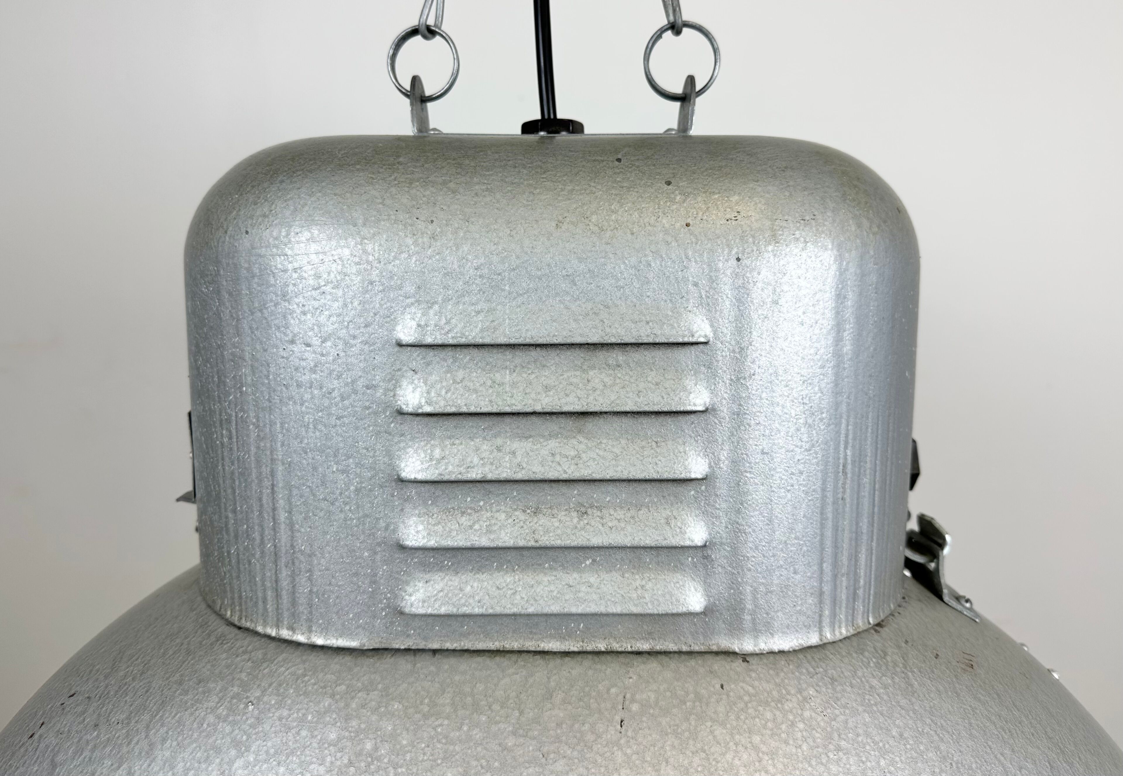 Large Oval Industrial Polish Factory Pendant Lamp from Predom Mesko, 1960s
