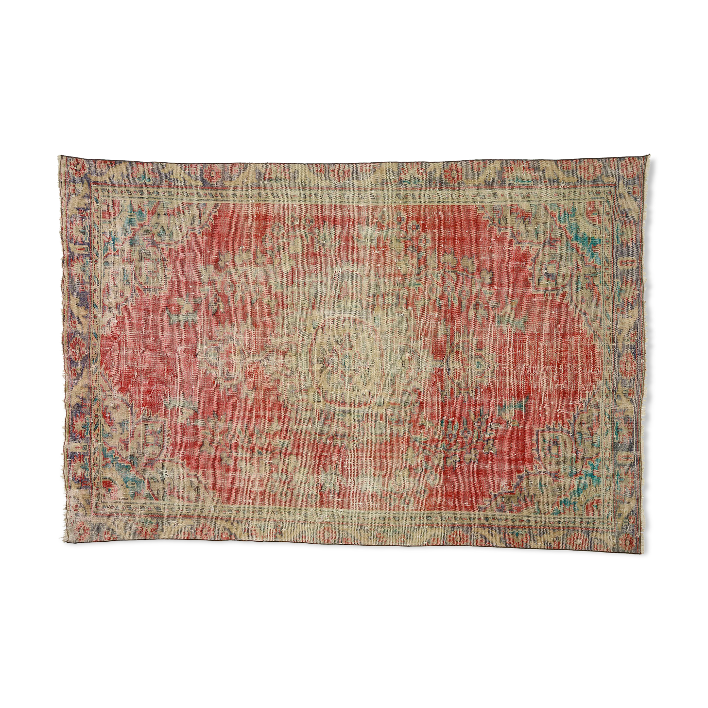 Anatolian handmade vintage rug 266 cm x 176 cm