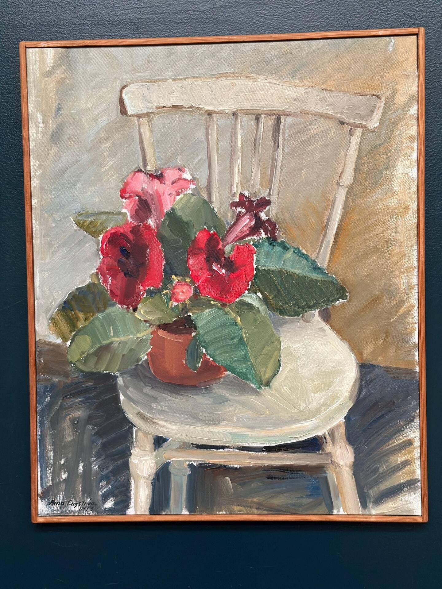 Huile sur toile originale suédoise – “Gloxinée” par Aina Engström