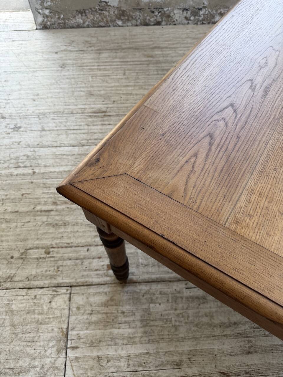 Grande table de ferme XL chêne « carrée » conférence 1950