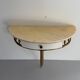 Floating wall console with drawer, brass body and marble top, 1960s, Italy