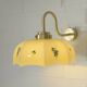 Vintage beige glass wall lamp redesign kitchen gooseneck brass light 1950's