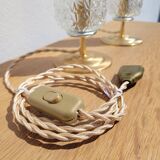 Pair of vintage diamond and brass tulip lamps