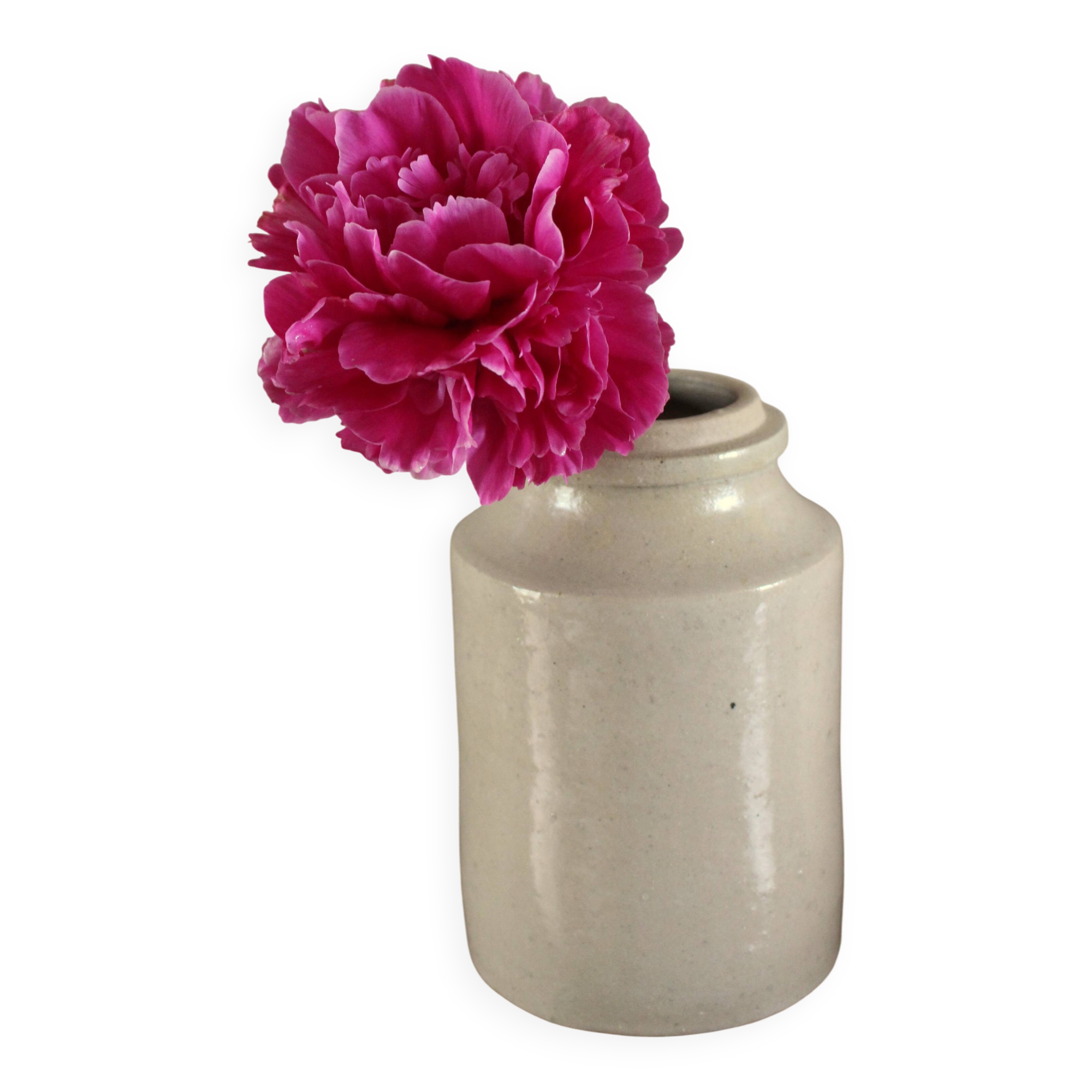 Vase, pot en grès vernissé grège vintage