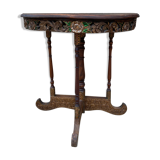 Console half moon carved wood 1970