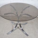 Glass round table chrome feet