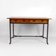 Bureau moderniste en merisier et fer forgé, circa 1980